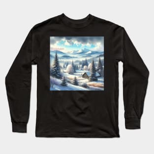 Winter Village Winter Landscape Long Sleeve T-Shirt